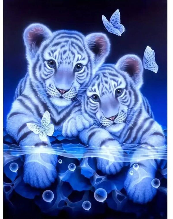 30x20cm Diamond Painting tijger welpjes (rond) nr 399