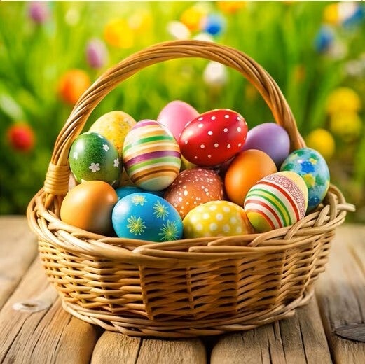 Diamond Painting mand met paas eieren 20x20cm (rond)