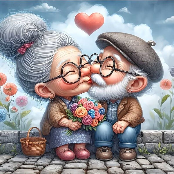 nr 579 Diamond Painting 40x40cm kussend stel (rond)