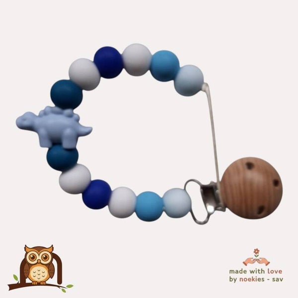 nr 18 noekies Speenkoord Dino blauw lichtblauw
