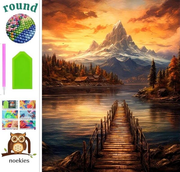 nr 118 Diamond Painting steiger berg landschap 50x40cm (rond)