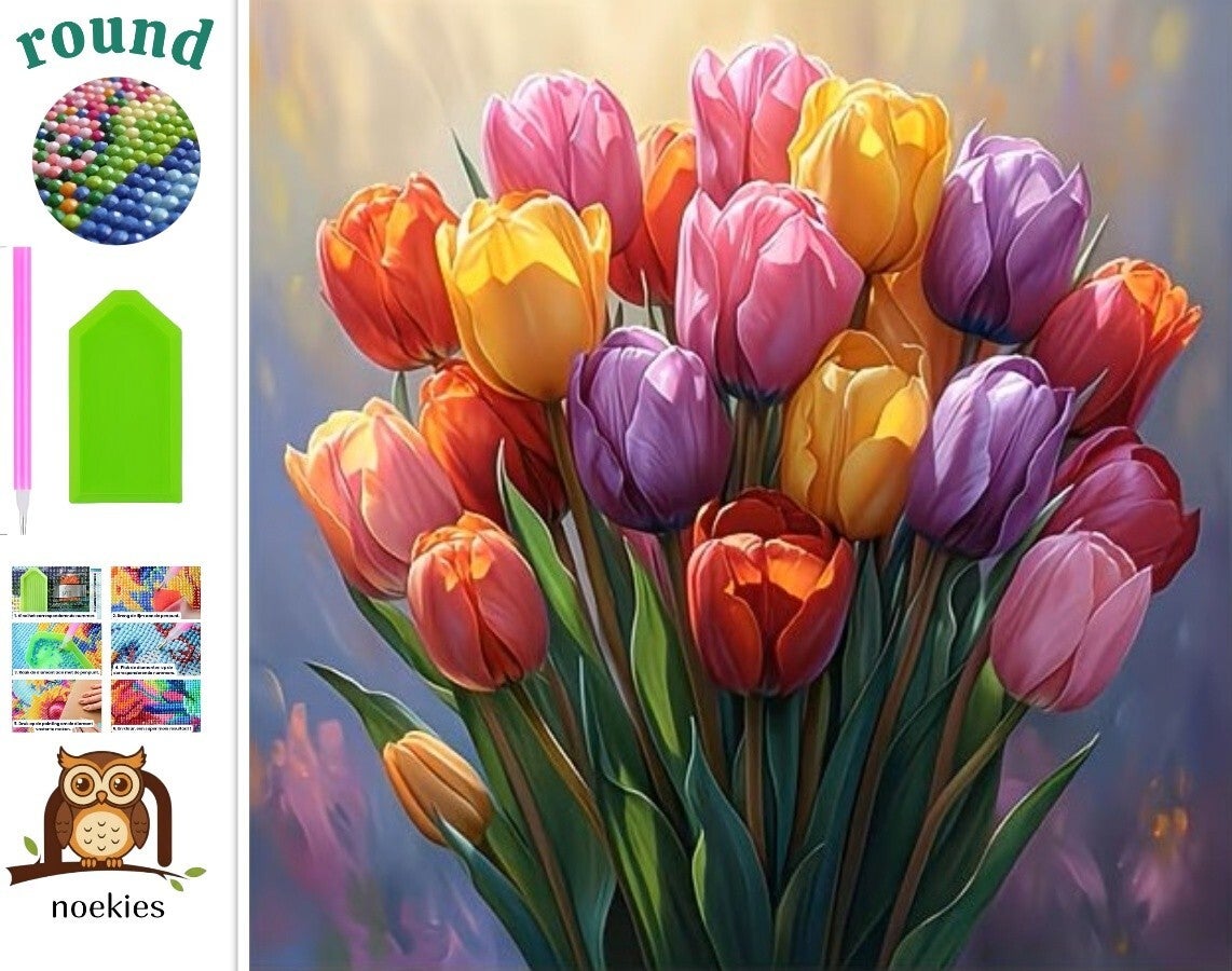 nr 590 Diamond Painting tulpen 40x40cm (rond)