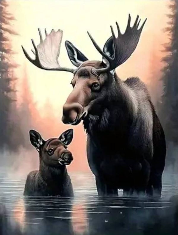 nr 229 Diamond Painting wilde dieren water 40x30cm (rond)