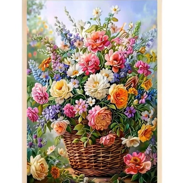 nr 157 Diamond Painting bloemen mand 40x30cm (vierkant)
