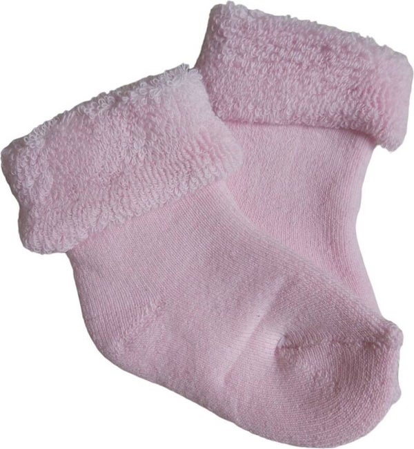 Badstof babysokken lichtroze 3-6 mnd