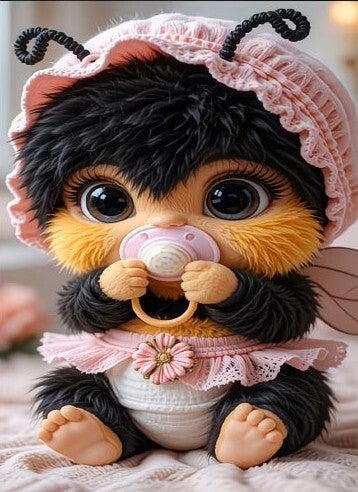 Diamond Painting baby bij roze 30x20cm