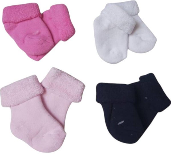 4x badstof baby sokken meisjes 3-6mnd