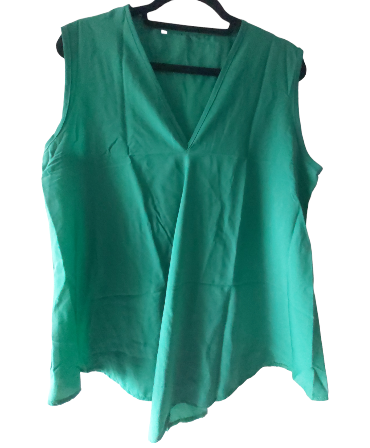 Luchtig mouwloos effen shirt groen XXXL