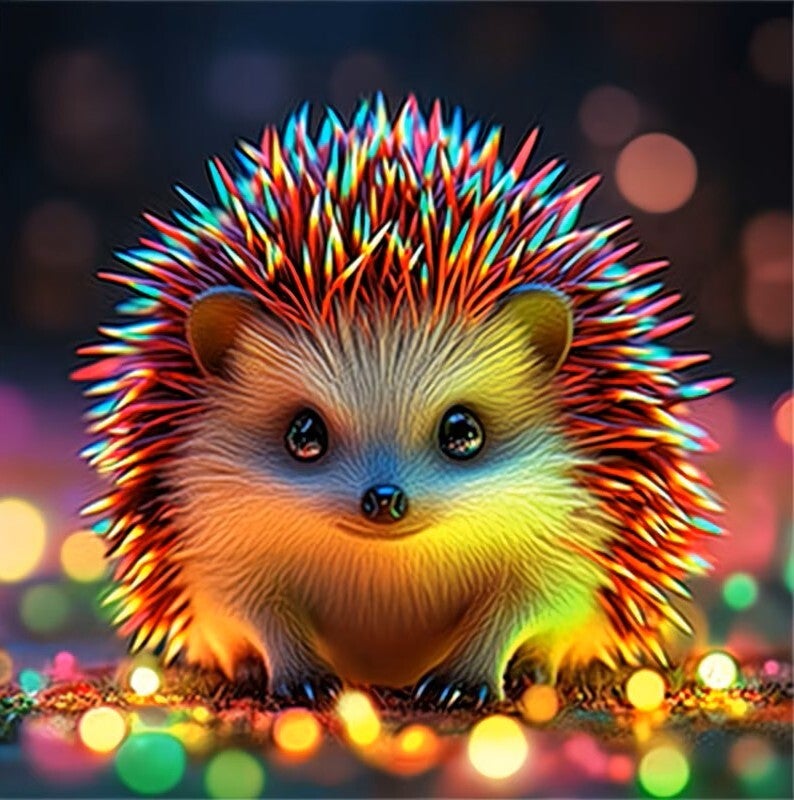 Diamond Painting kleurrijke egel 30x30cm