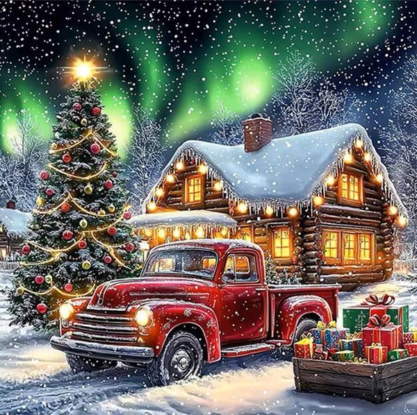 20x20cm Diamond painting kerst landschap nr 803