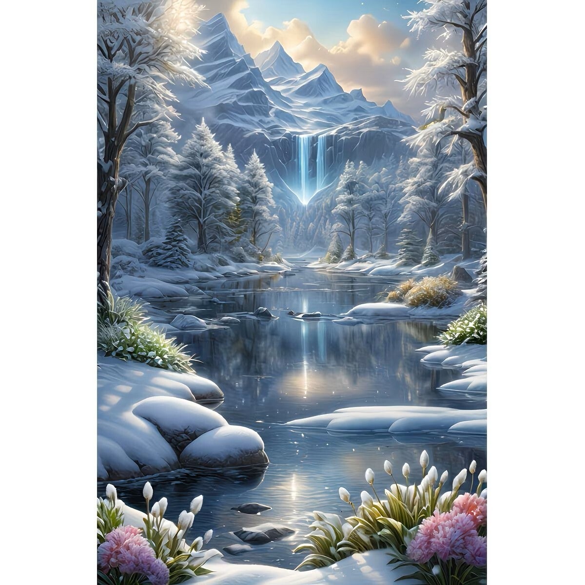 Diamond Painting watervallen 25x20cm (rond)