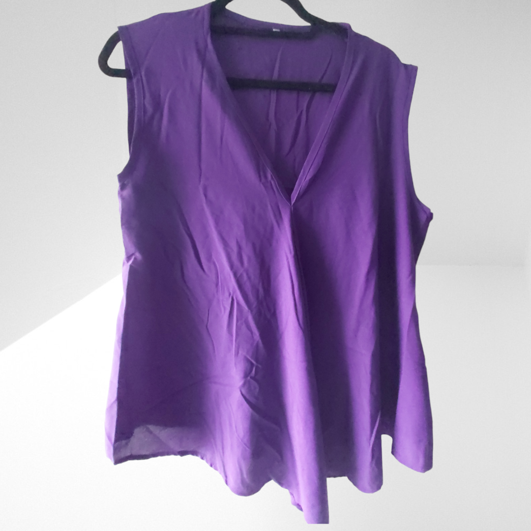 Luchtig mouwloos effen shirt paars XXXL/46