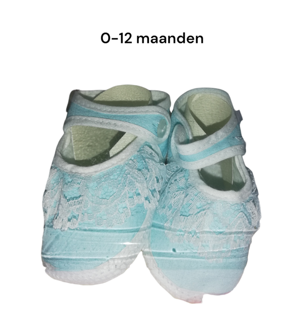 Newborn Meisjes Lichtblauw/wit Met Kant