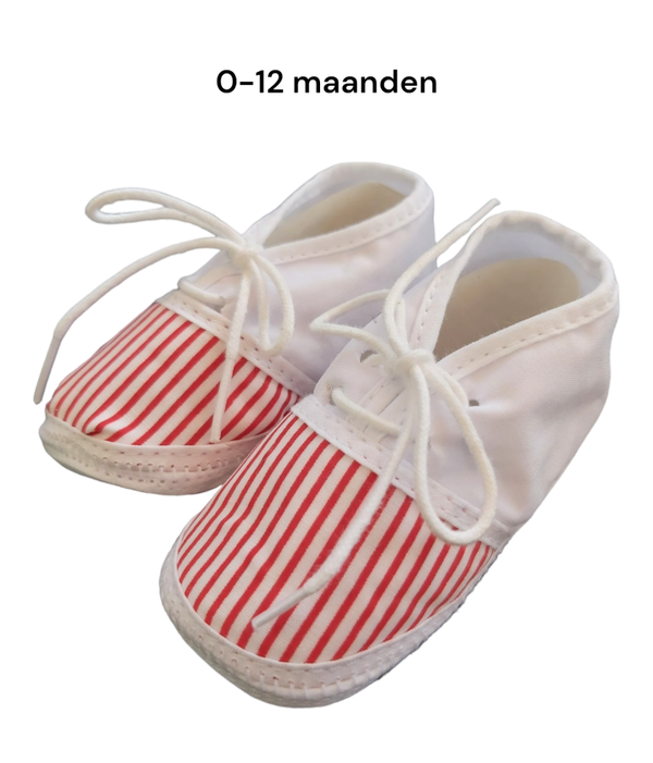 Junior Joy Babyschoenen wit rood gestreept