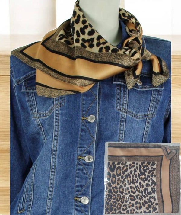 Sjaal Leopard – Camel 70x70cm