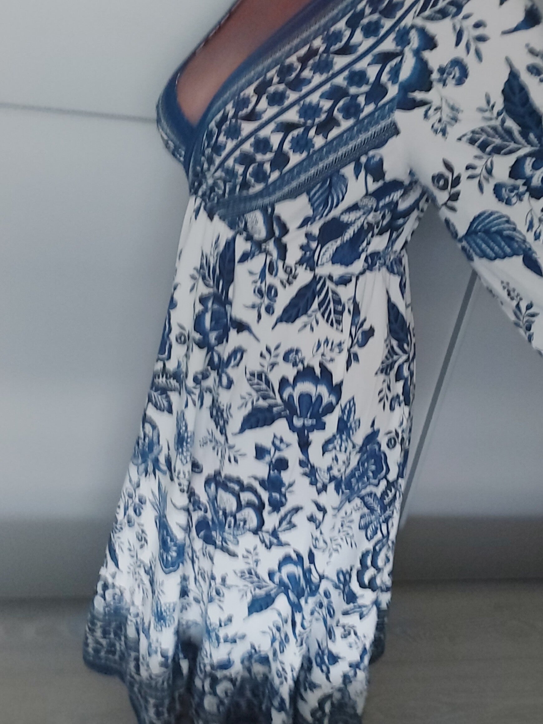 Gomorn lange zomerjurk delfs blauw L40/42