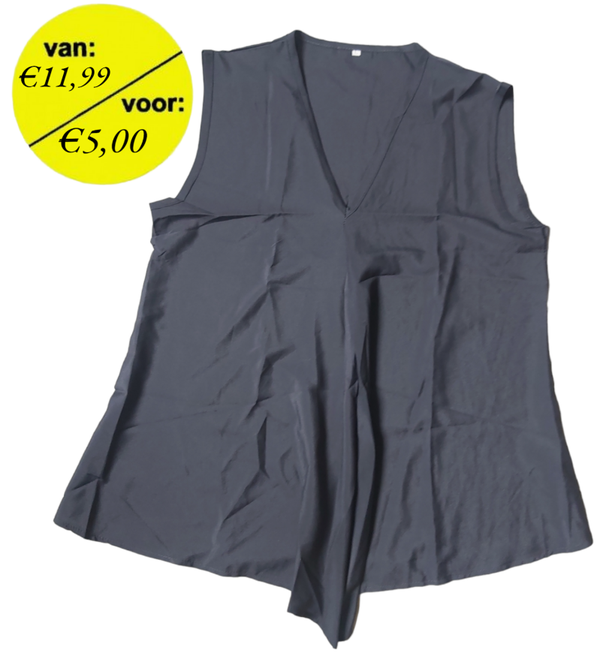 Luchtig mouwloos effen shirt antraciet grijs L/40