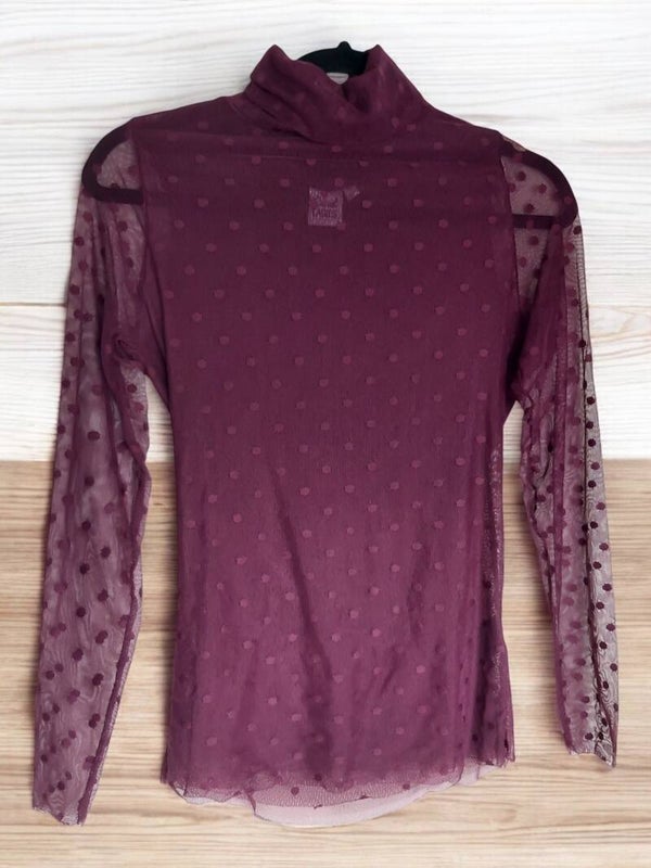 Colshirt top doorschijnend wijnrood S