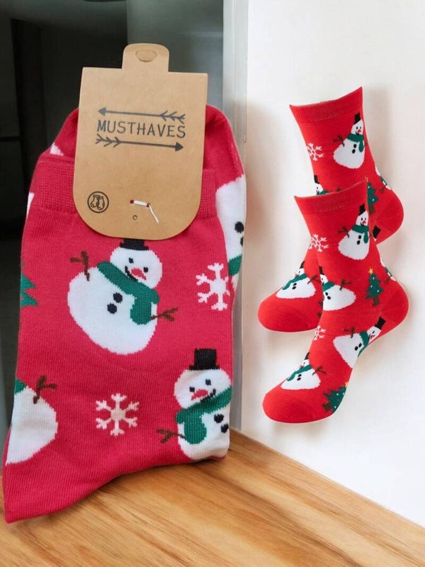 Sokken Kerst - Sneeuwpop en Kerstboom - Katoen - Uniseks - Schoenmaat 35-42