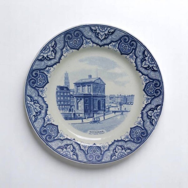 Wandbord Delfts blauw Rotterdam Delftsche poort 23.5 cm