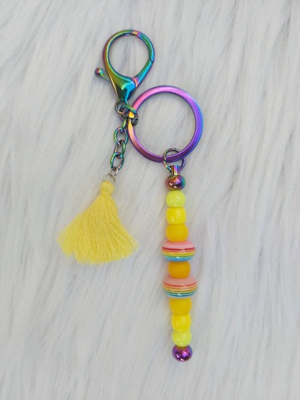 Sleutelhanger - tashanger metaillic geel meerkleurig