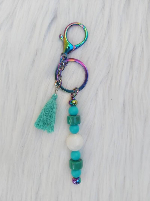 Sleutelhanger - tashanger metallic turquoise