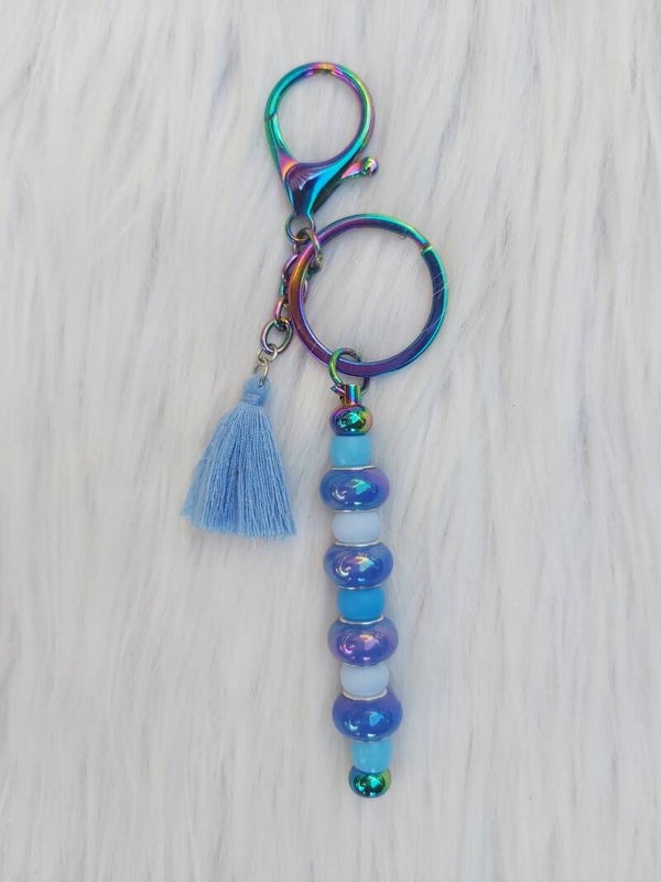 Sleutelhanger - tashanger metallic blauw