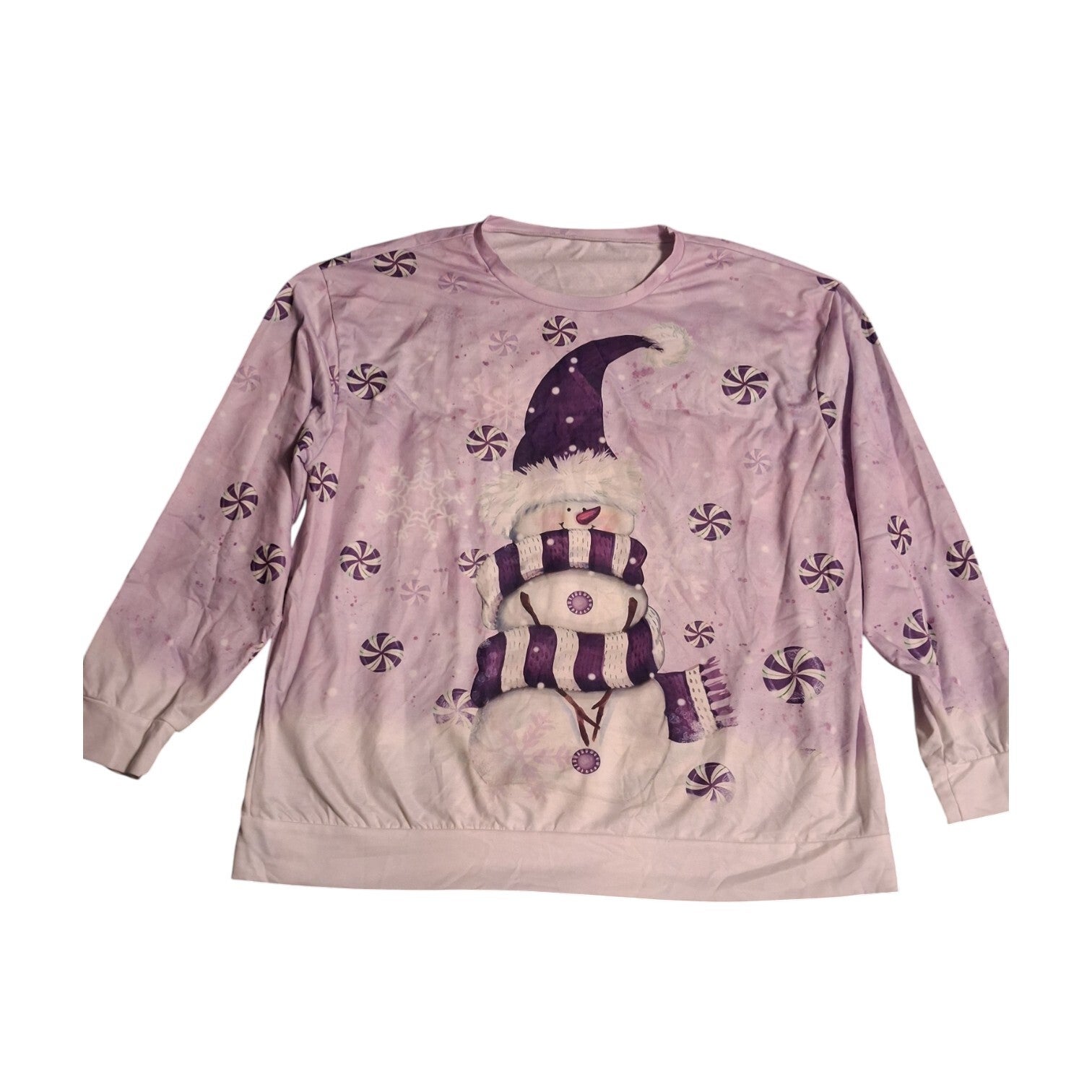 Longsleeve shirt sneeuwpop lilapaars wit 2XL/44