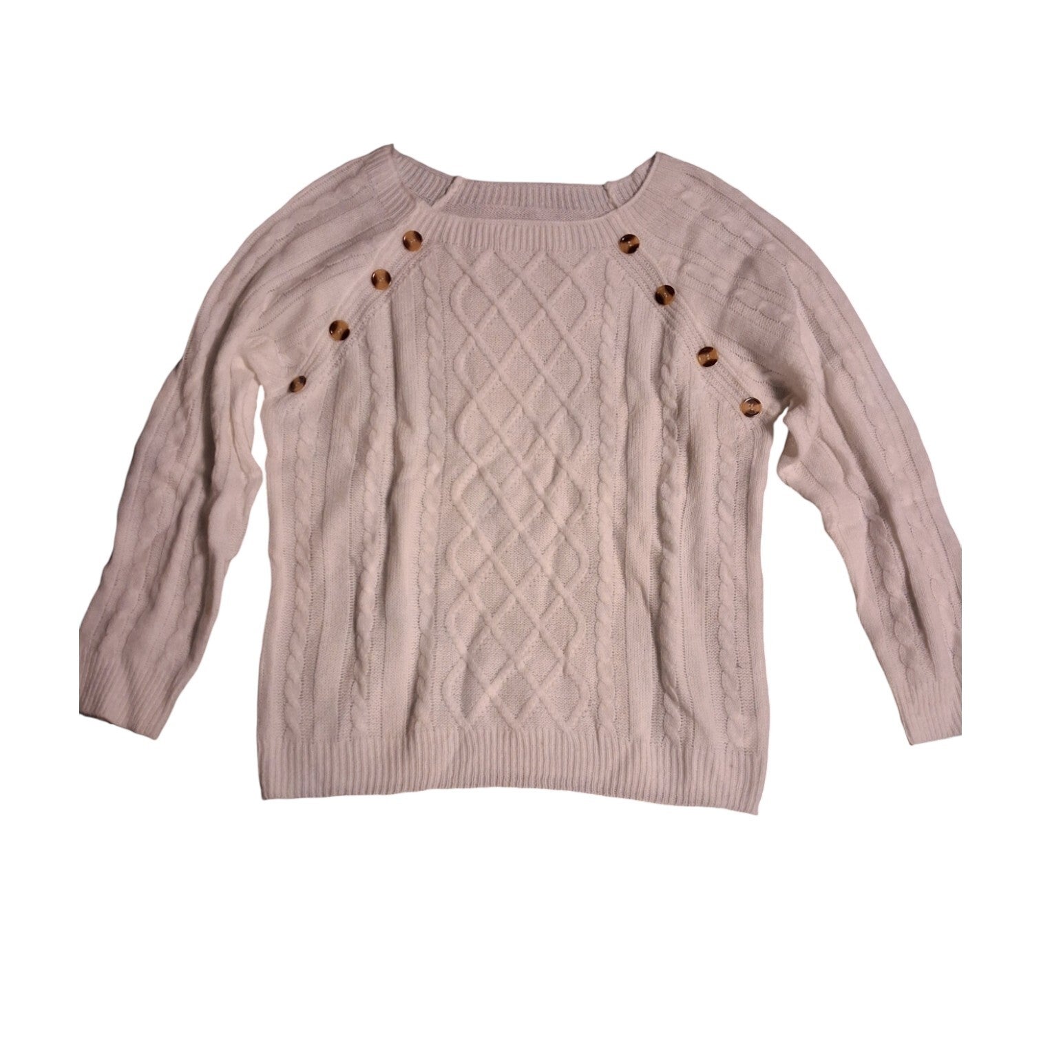 Witte kabel trui met knopen XL