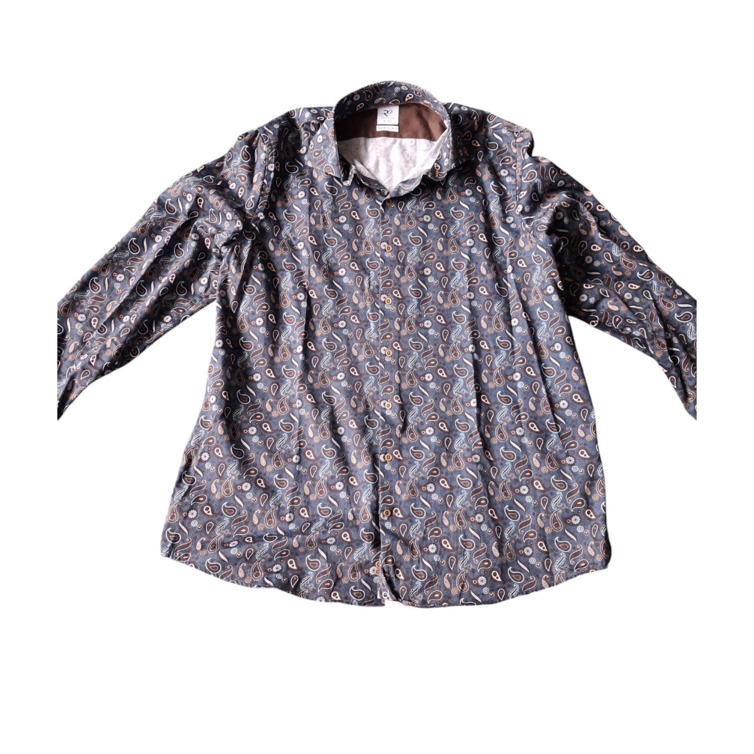 Heren overhemd print marineblauw 45