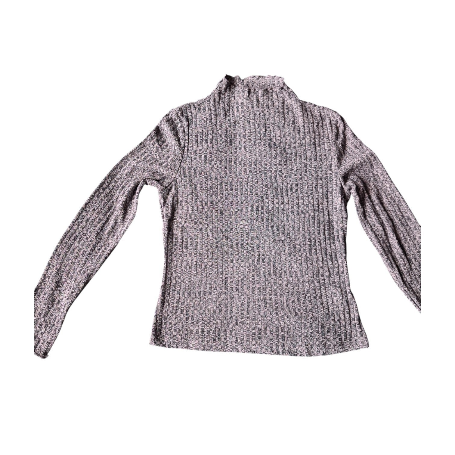 Longsleeve stretchy met korte col ribbel grijs L