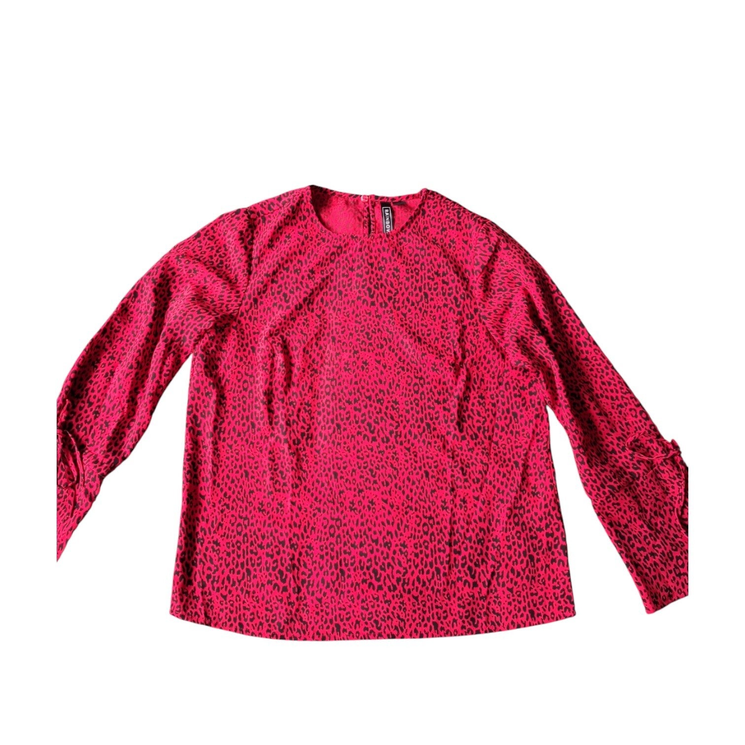 Rood panter tuniek shirt met strikjes 40