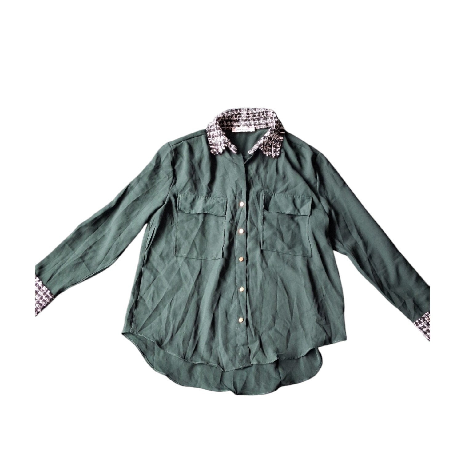 blouse groen zwart wit L