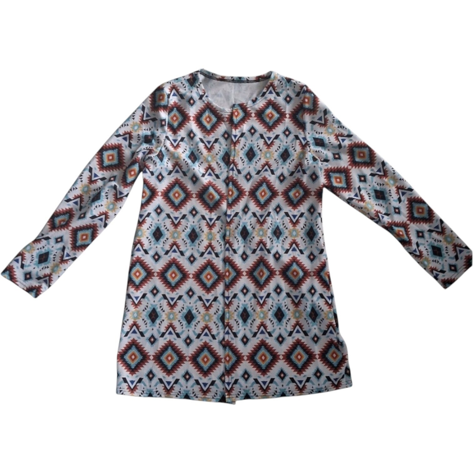 Lang stretchy vest wit lichtblauw bruin ruit XXL