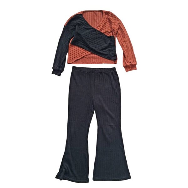 Set van top met lange mouwen en flared broek XXL