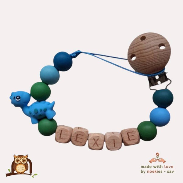 nr 1 noekies naam speenkoord Dino blauw groen