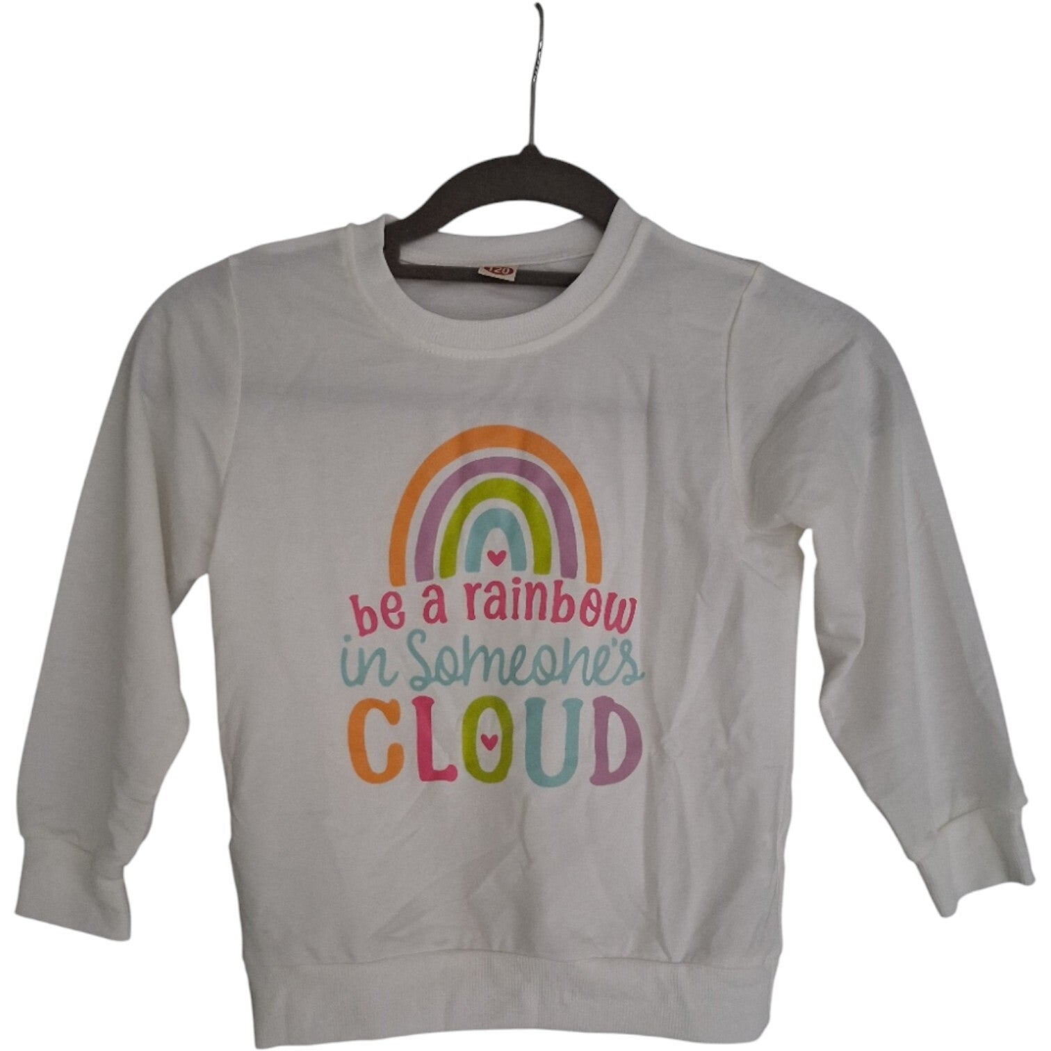 Leuke sweater met regenboog print - maat 116
