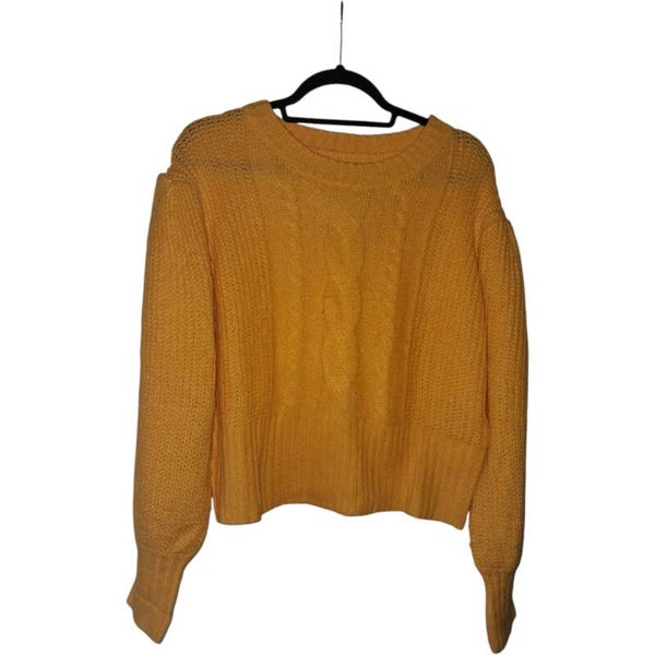 Korte kabeltrui geel XL