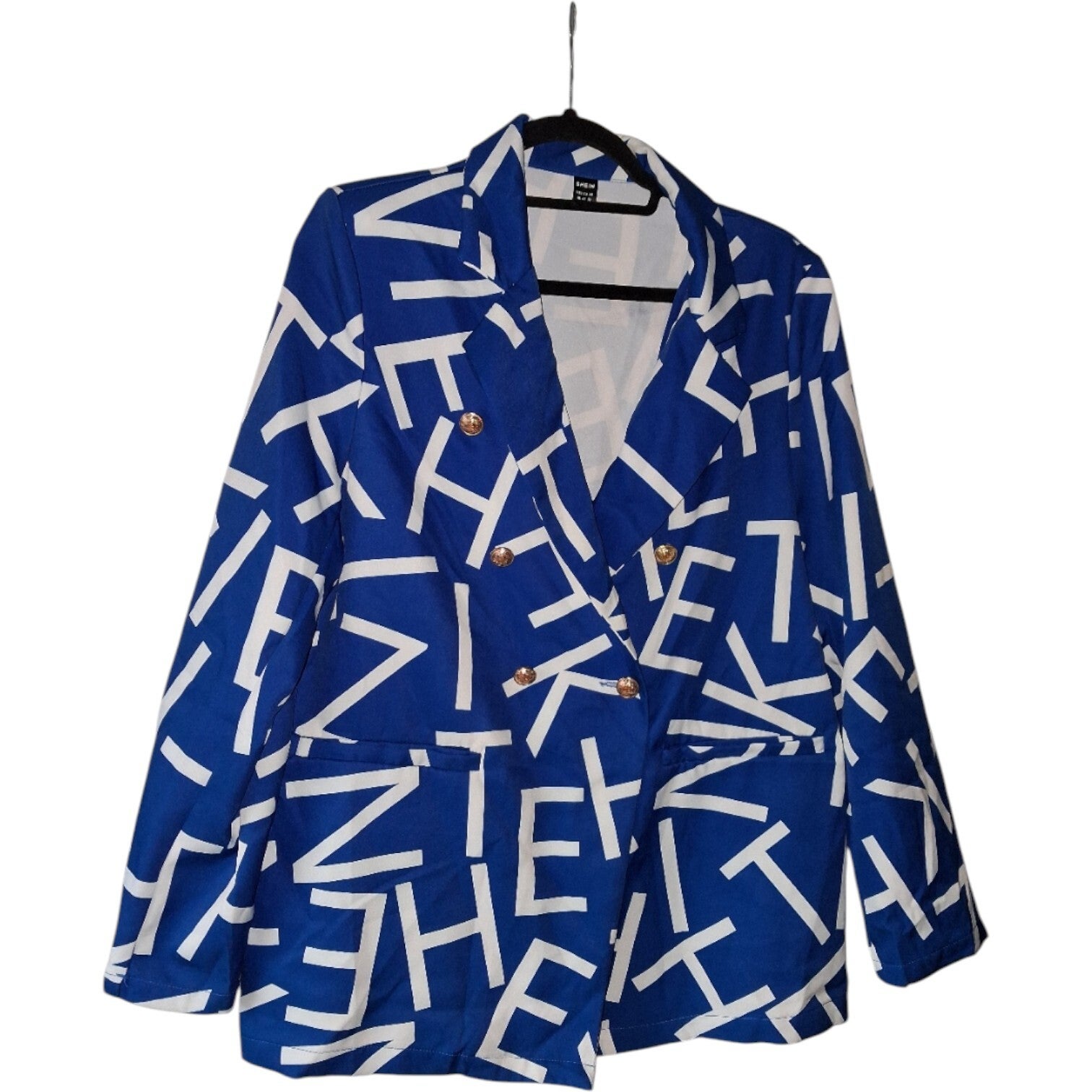 Jasje blauw wit letterprint XL/44