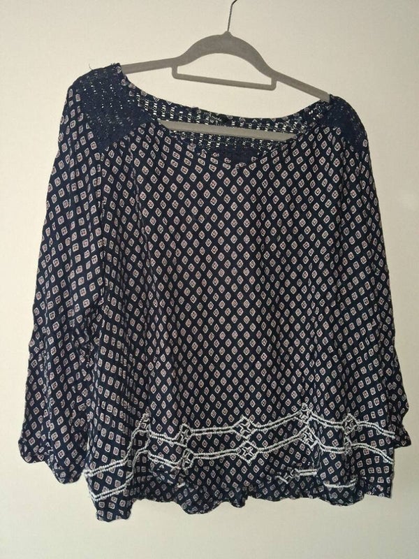 ms mode blauwe blouse, maat 50