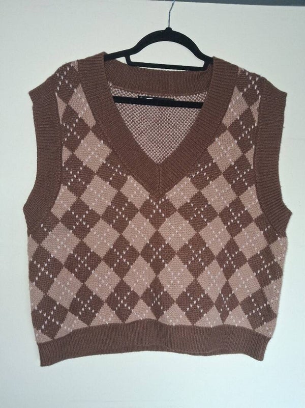 Spencer geruit bruin beige creme M