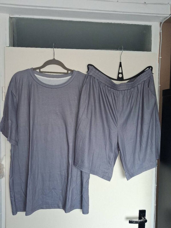 Grijze T-shirt en korte broek set - Maat XXXL