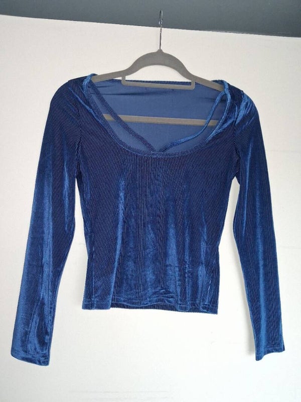 Blauwe top geribbeld S
