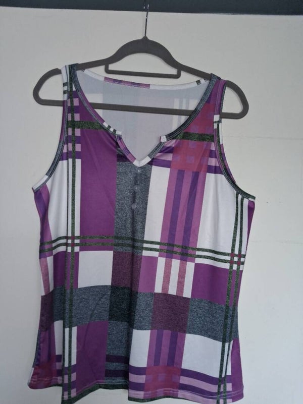 Paarse, witte, grijze, groene top, maat XXL