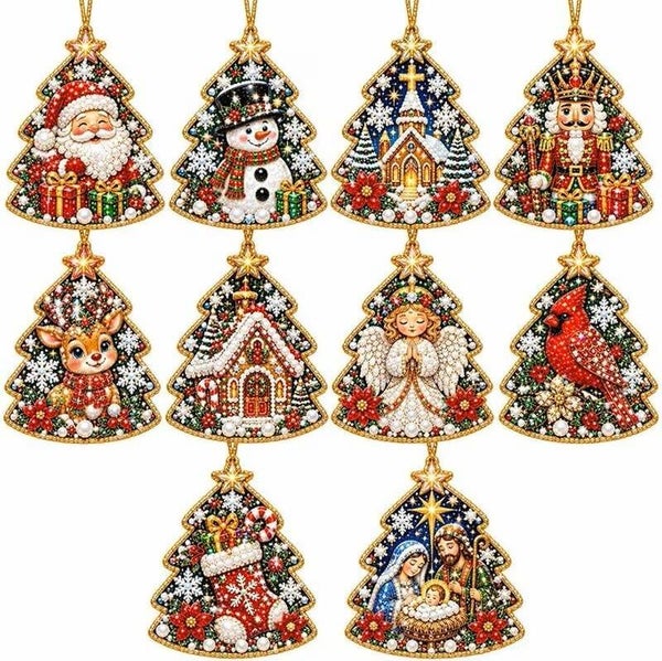 Diamond Painting kersthangers 10 stuks nr 2116