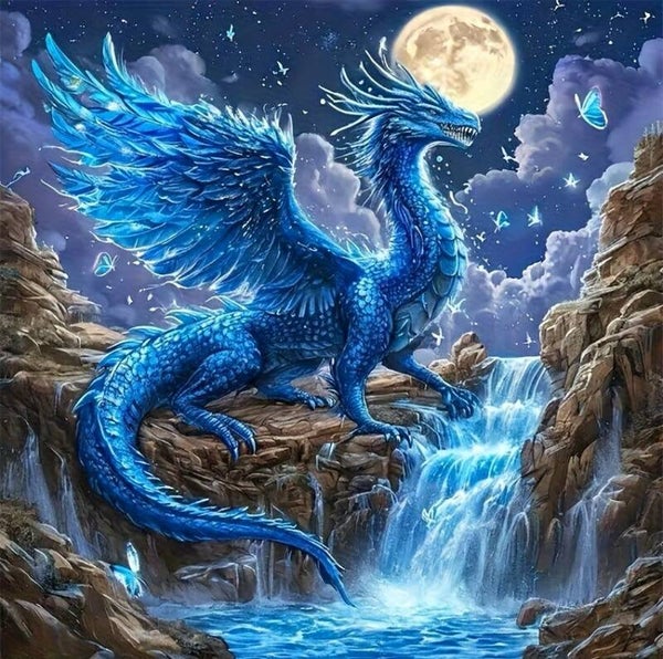 30x30cm Diamond Painting draak maanlicht nr 330