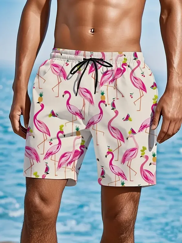 Zwemshort flamingo's roze L