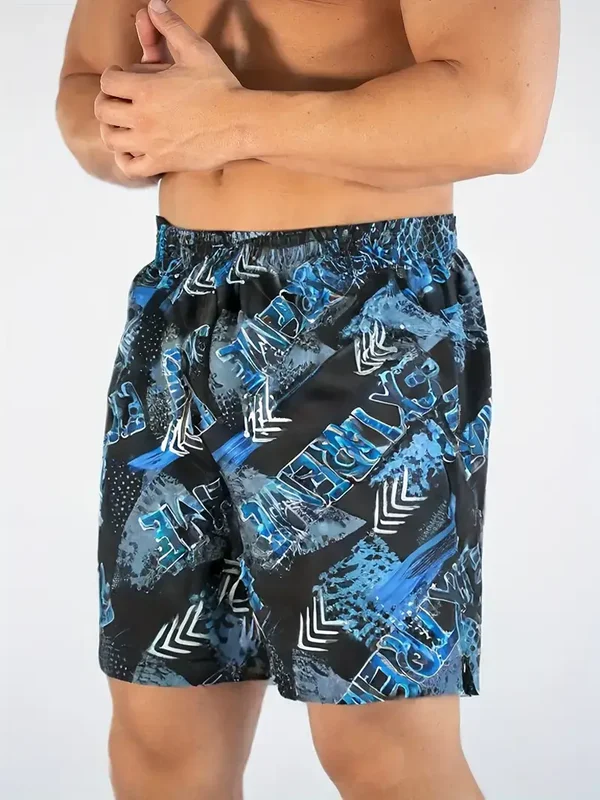 Strandshort blauw print extreme XL