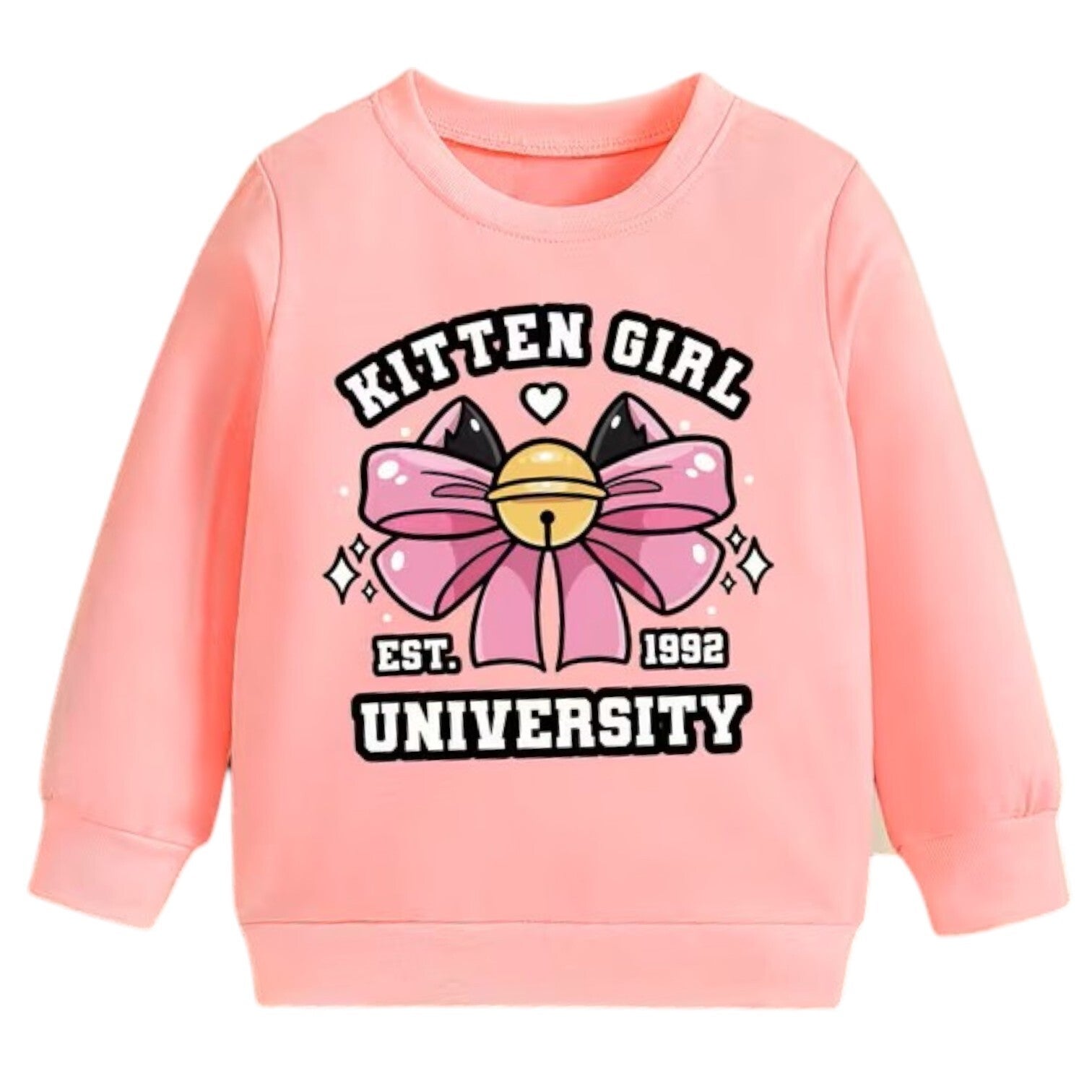 Roze Meisjes Sweater - Kitten Girl Print - Maat 86/90
