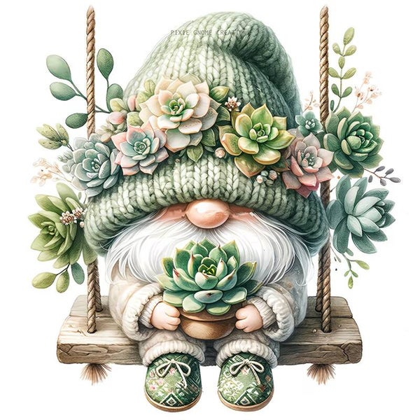 nr 531 Diamond Painting kabouter groen 20x20cm (rond)